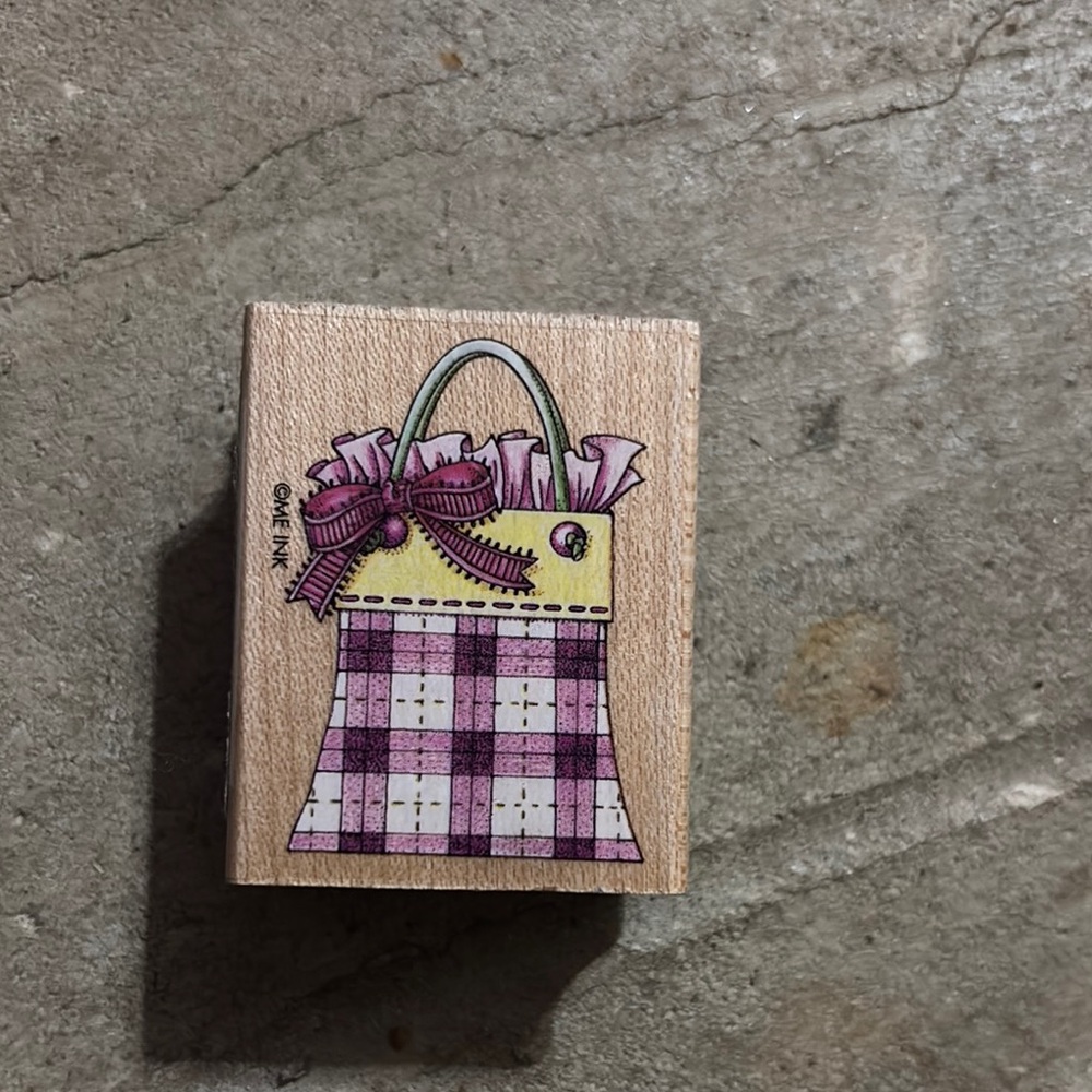 Plaid Handbag Rubber Stamp